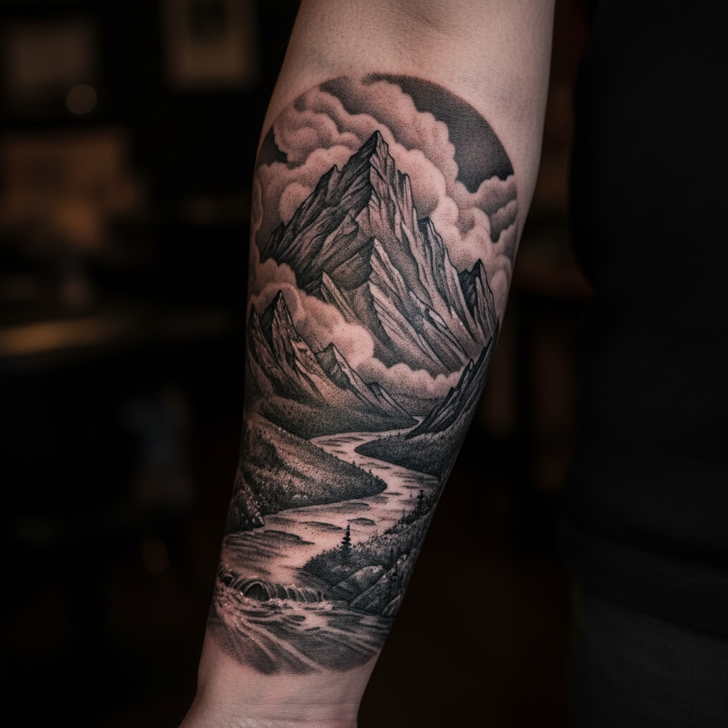 Landscape realism tattoo by Tomás